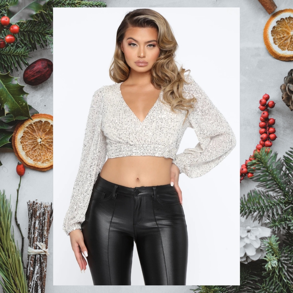 Work Your Magic Sequins Blouse - Silver